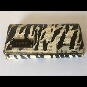 L.A.M.B. Gwen Stefani Wallet zebra & newsprint